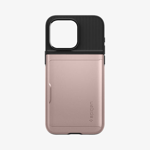 ACS06589 - iPhone 15 Pro Max Case Slim Armor CS in black showing the back with card in slot